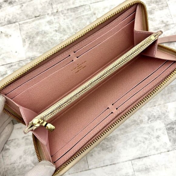 Authentic Louis Vuitton Damier Azur Clemence Zippy Wallet Rose Ballerine Pink - Picture 4 of 13